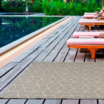 Alfombras 100% Polipropileno Alfombra exterior cubos beige 80x150