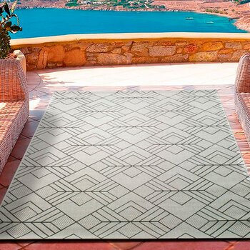 Alfombras 100% Polipropileno Alfombra exterior motivos étnicos blanco 160x230