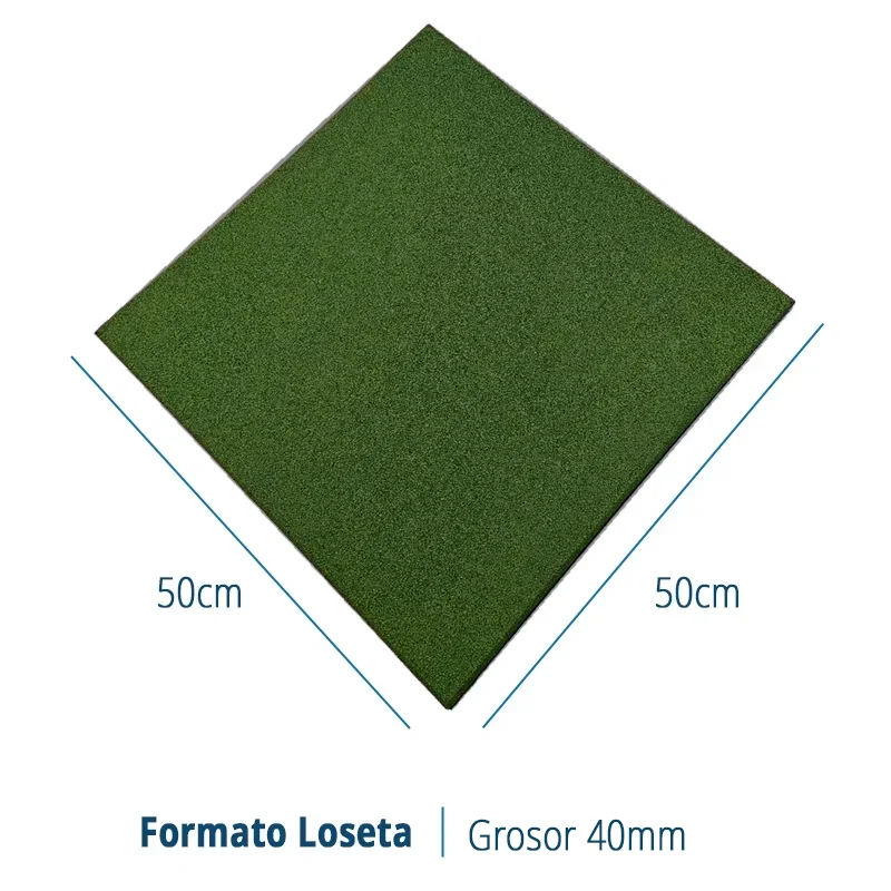 Caucho Hueco LOSETA DE CAUCHO 50x50 | 40mm | TACO DE APOYO | Verde | DENSIDAD STANDARD  