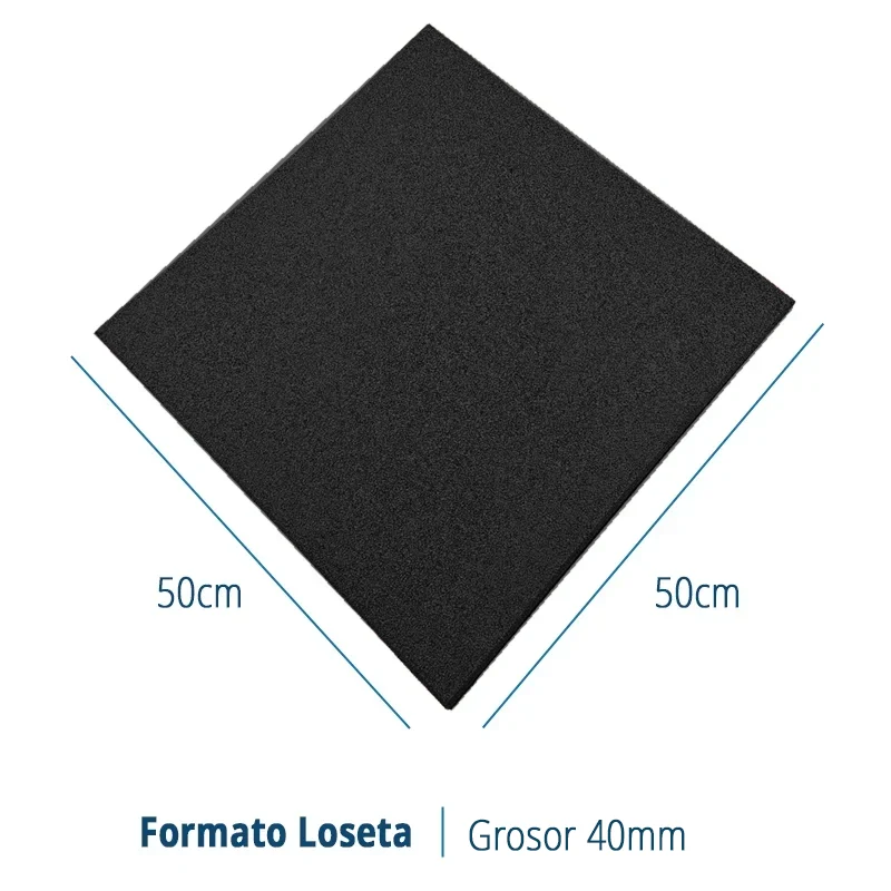 Caucho Hueco LOSETA DE CAUCHO 50x50 | TACO DE APOYO | 40mm |  Negro | DENSIDAD STANDARD