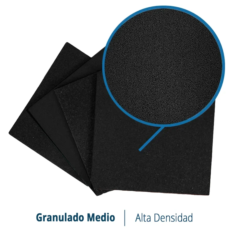 Caucho Macizo LOSETA 50x50cm|15mm ALTA DENSIDAD Negro