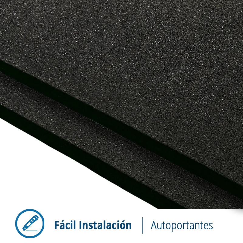 Caucho Macizo LOSETA 50x50cm|15mm ALTA DENSIDAD Negro