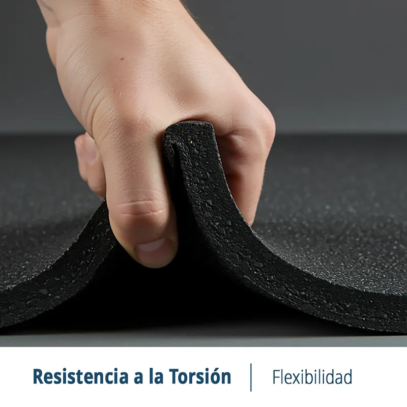 Caucho Macizo Loseta Caucho 1x1 Negro | 10mm | Densidad Plus + | Suelo Gimnasio | Amortiguación