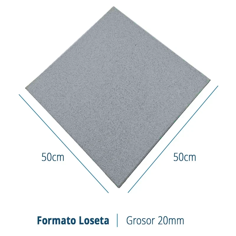 Caucho Macizo LOSETA DE CAUCHO 50x50cm.  |  20mm  |  ALTA DENSIDAD  |  Gris Claro