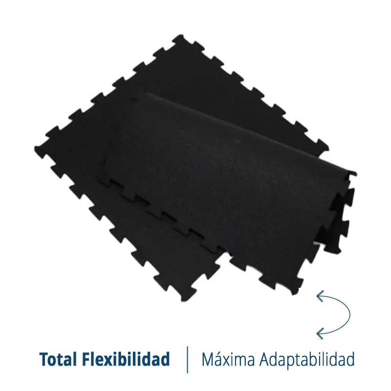 Caucho Macizo LOSETA DE CAUCHO 48,5cmX48,5cm Puzle autoencajable  |  4mm  |  DENSIDAD PLUS  |  Negro