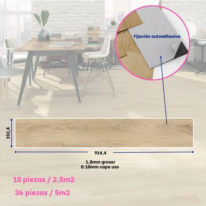 Vinílicos Heterogéneo Suelo Vinilo Adhesivo Roble Clásico Dorado Birmano