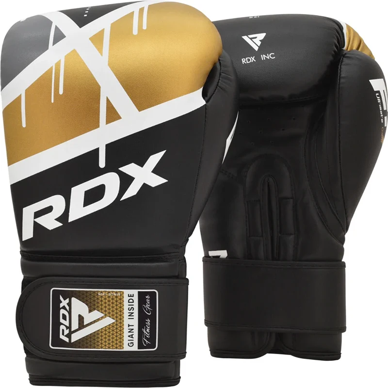 Material para Instalación y Complementos  Guantes de entrenamiento de boxeo RDX F7 Ego 14oz Dorado