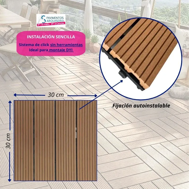Tarima exterior Tecnológica Losetas Capuccino 30X30 ArquiTech