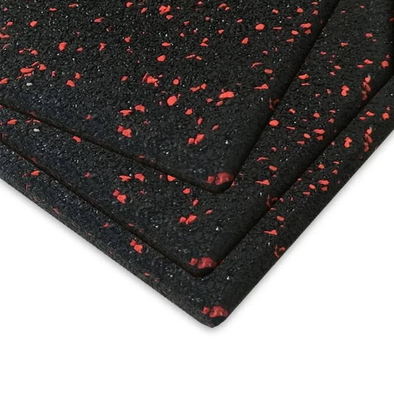 Caucho Macizo LOSETA DE CAUCHO 1x1m. 15mm  |  DENSIDAD STANDARD  | Negro Moteado Rojo