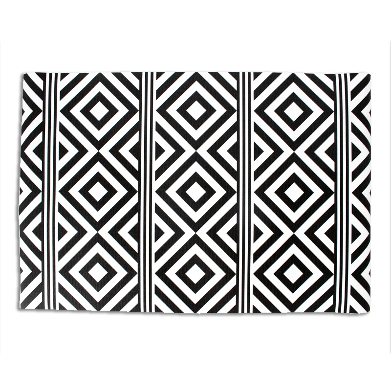 Alfombras 95% PVC + 5% PES Rayas y Rombos Negro Alfombra Vinilica de exterior 120x180