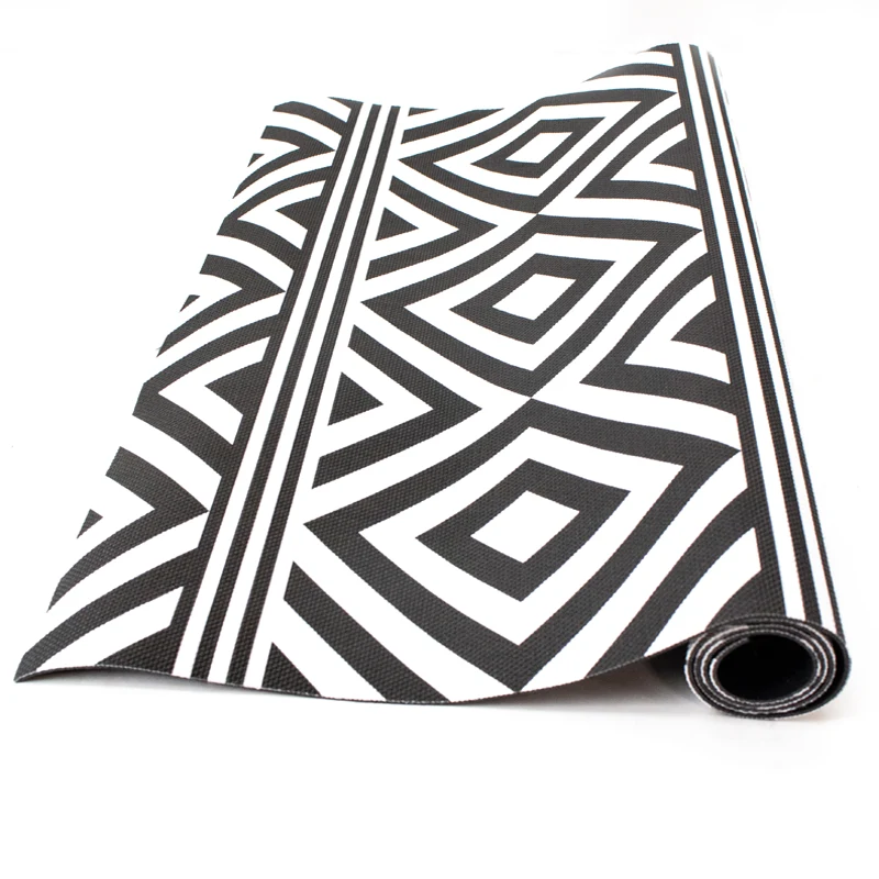 Alfombras 95% PVC + 5% PES Rayas y Rombos Negro Alfombra Vinilica de exterior 120x180