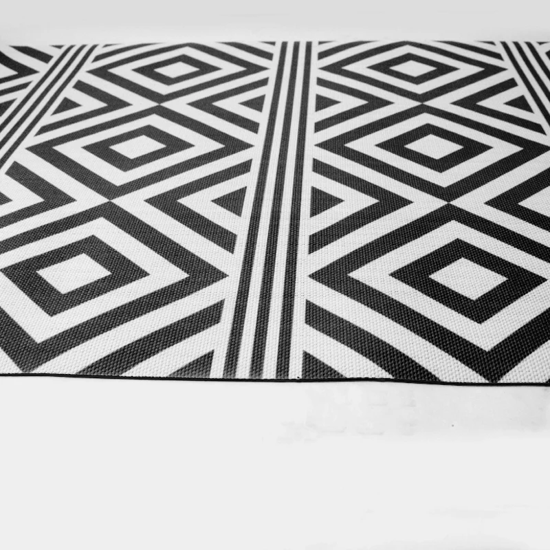 Alfombras 95% PVC + 5% PES Rayas y Rombos Negro Alfombra Vinilica de exterior 120x180