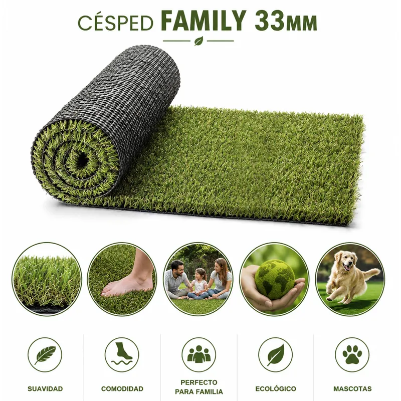 Césped artificial Polipropileno Césped Family 32mm