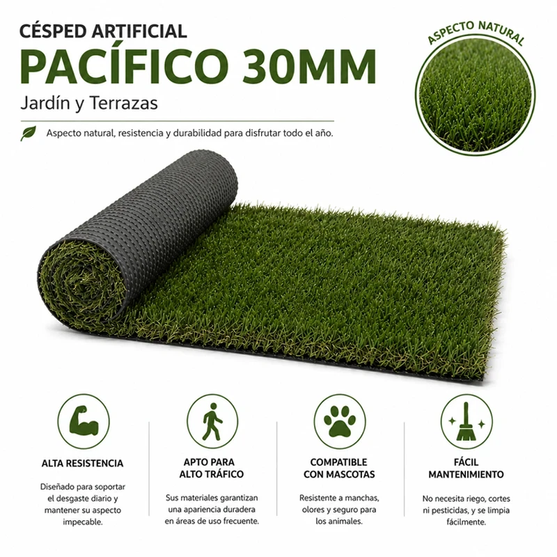 Césped artificial Polipropileno Césped Pacifico 30mm | Alta Densidad