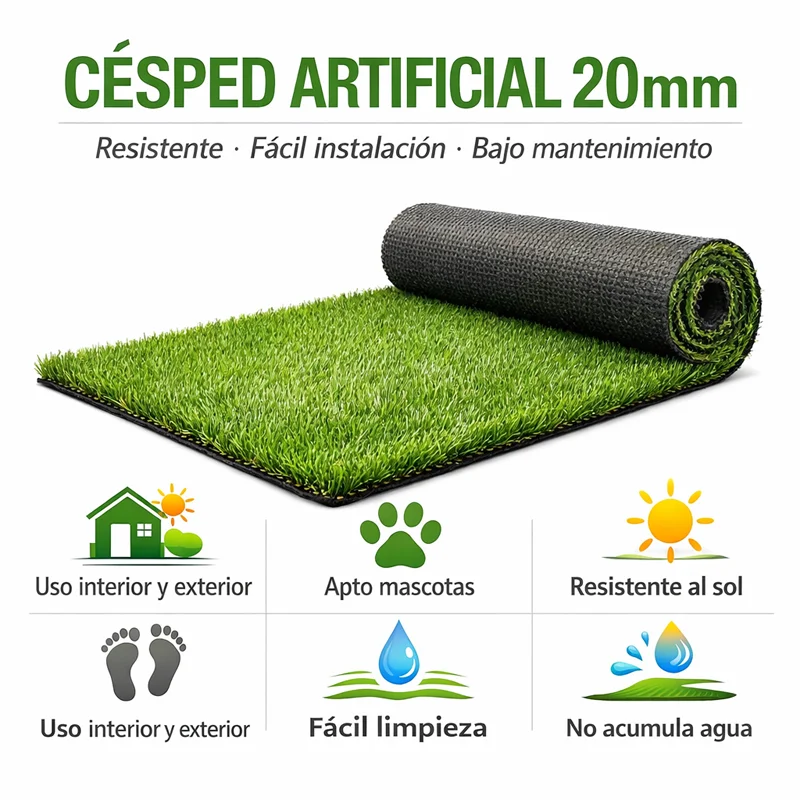 Césped artificial  Césped Artificial 20mm Forever Basic | Alta Densidad, Resistente y Fácil Instalación