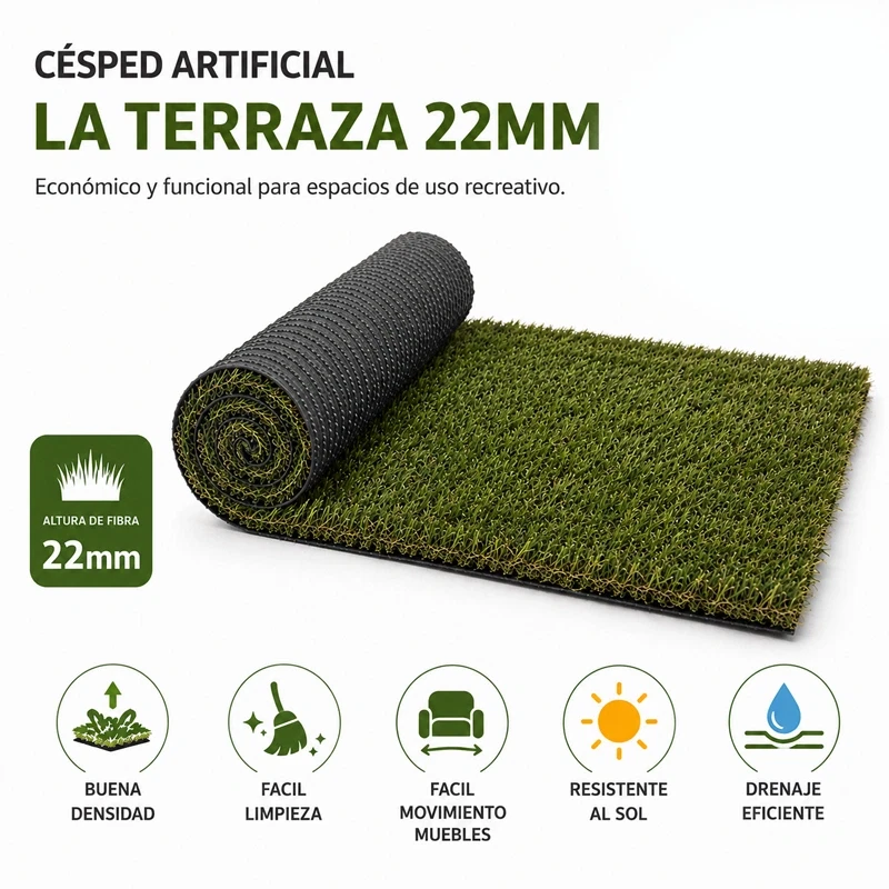 Césped artificial Polipropileno Césped La Terraza 22mm