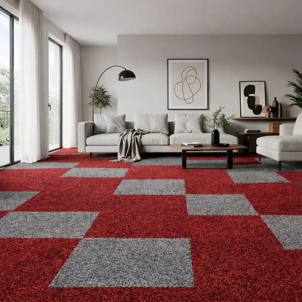 Moquetas Poliamida Moqueta modular Roja New 50x50cm | Antiestático, Antideslizante, Aislante acústico