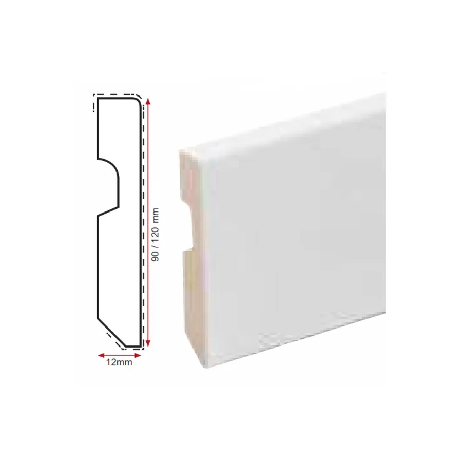 Obras accesorios  GR_Rodapie_Level120 Rodapié Lacado Blanco 