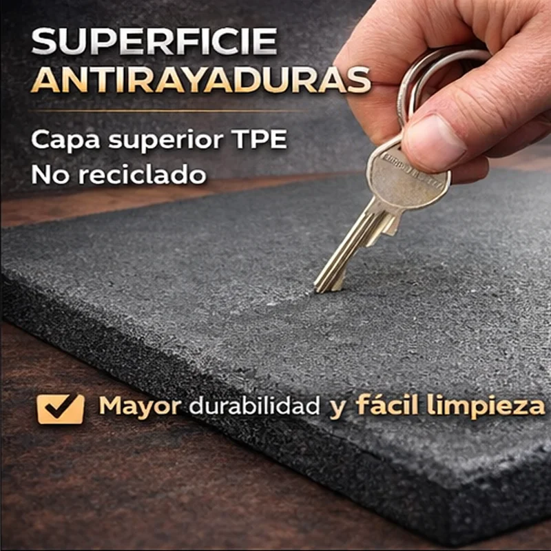 Caucho Macizo Loseta Caucho 1x1 | 20mm | Anti Rayadura IMPACT PRO | Gimnasios Profesionales | Sin Tóxicos