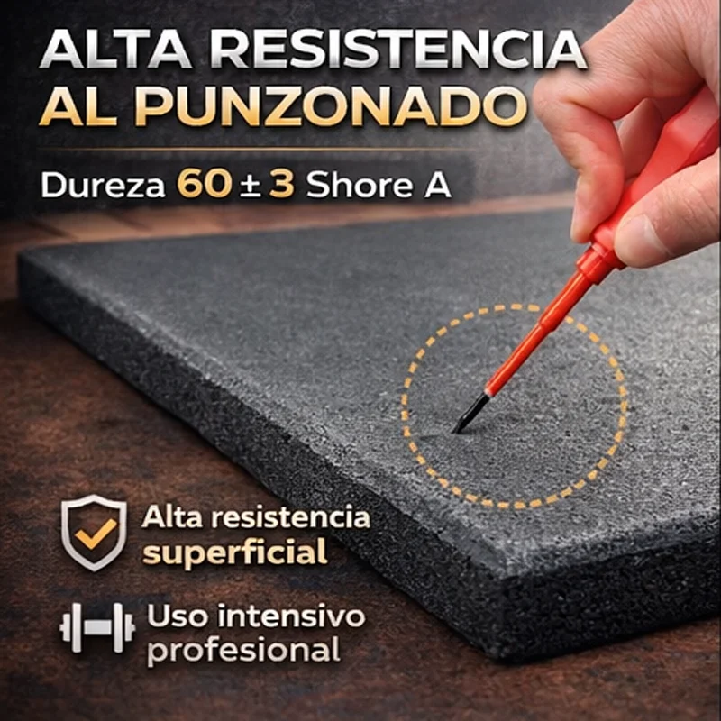 Caucho Macizo Loseta Caucho 1x1 | 20mm | Anti Rayadura IMPACT PRO | Gimnasios Profesionales | Sin Tóxicos
