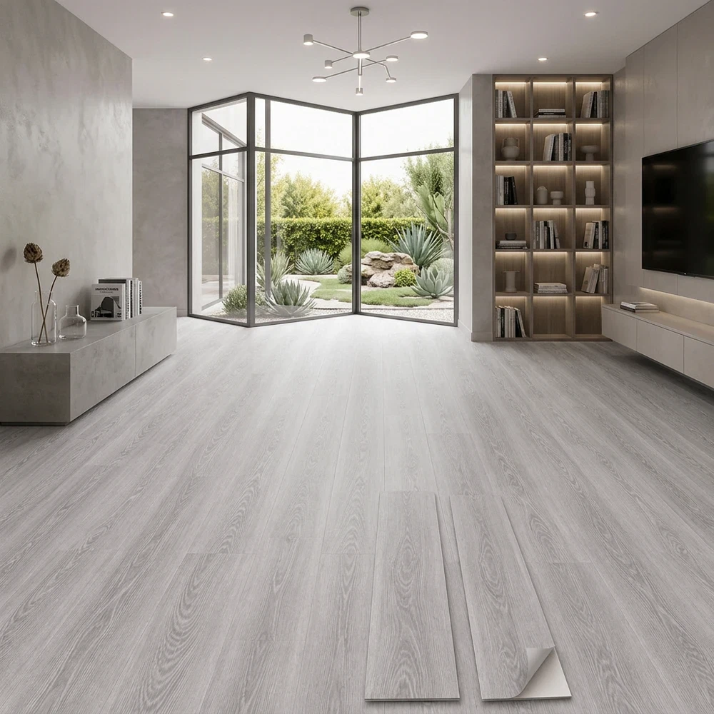 Vinílicos Heterogéneo Suelo de Vinílico Autoadhesivo PVC Roble Gris 2,5m²
