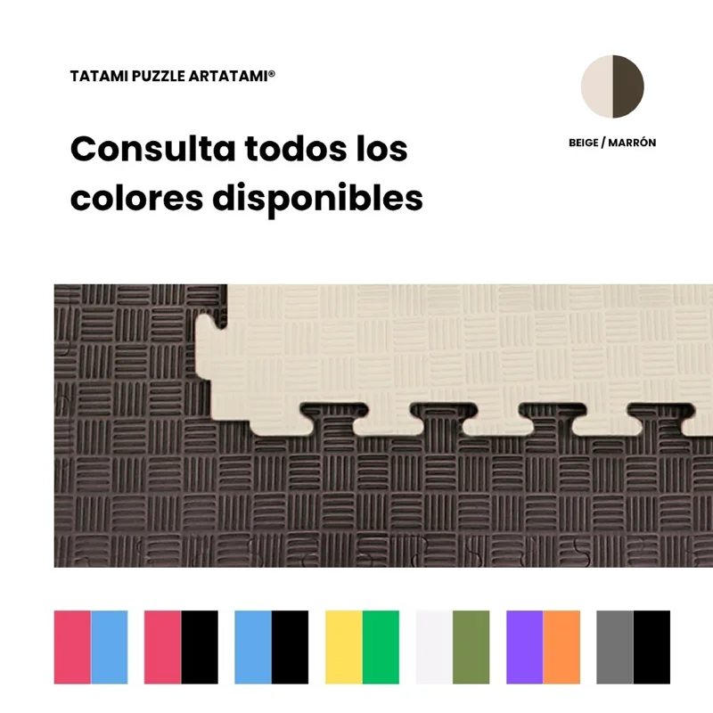 Tatami Puzzle Etileno Acetato de Vinílo de Alta Densidad Tatami Marrón Beige |1x1| 40mm