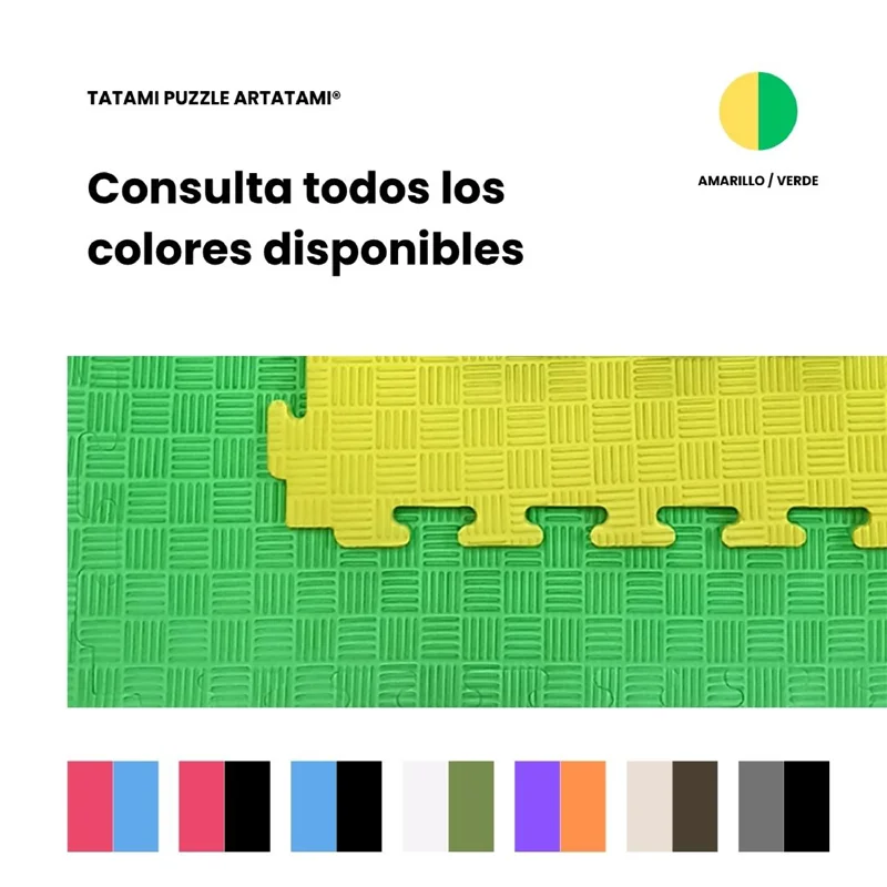 Tatami Puzzle Etileno Acetato de Vinílo de Alta Densidad Tatami Amarillo Verde |1x1| 20mm