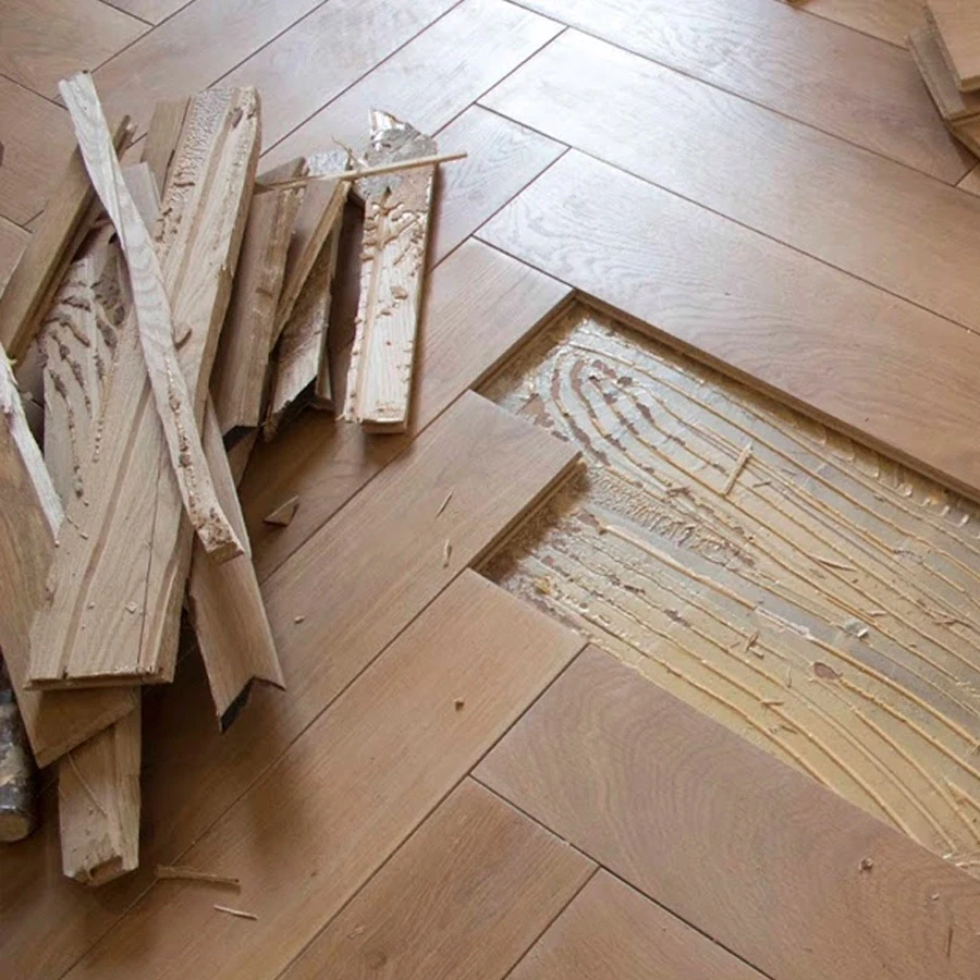 Obras accesorios  Retirada de Parquet pegado + Retirada de Rodapie SIN CONTENEDOR