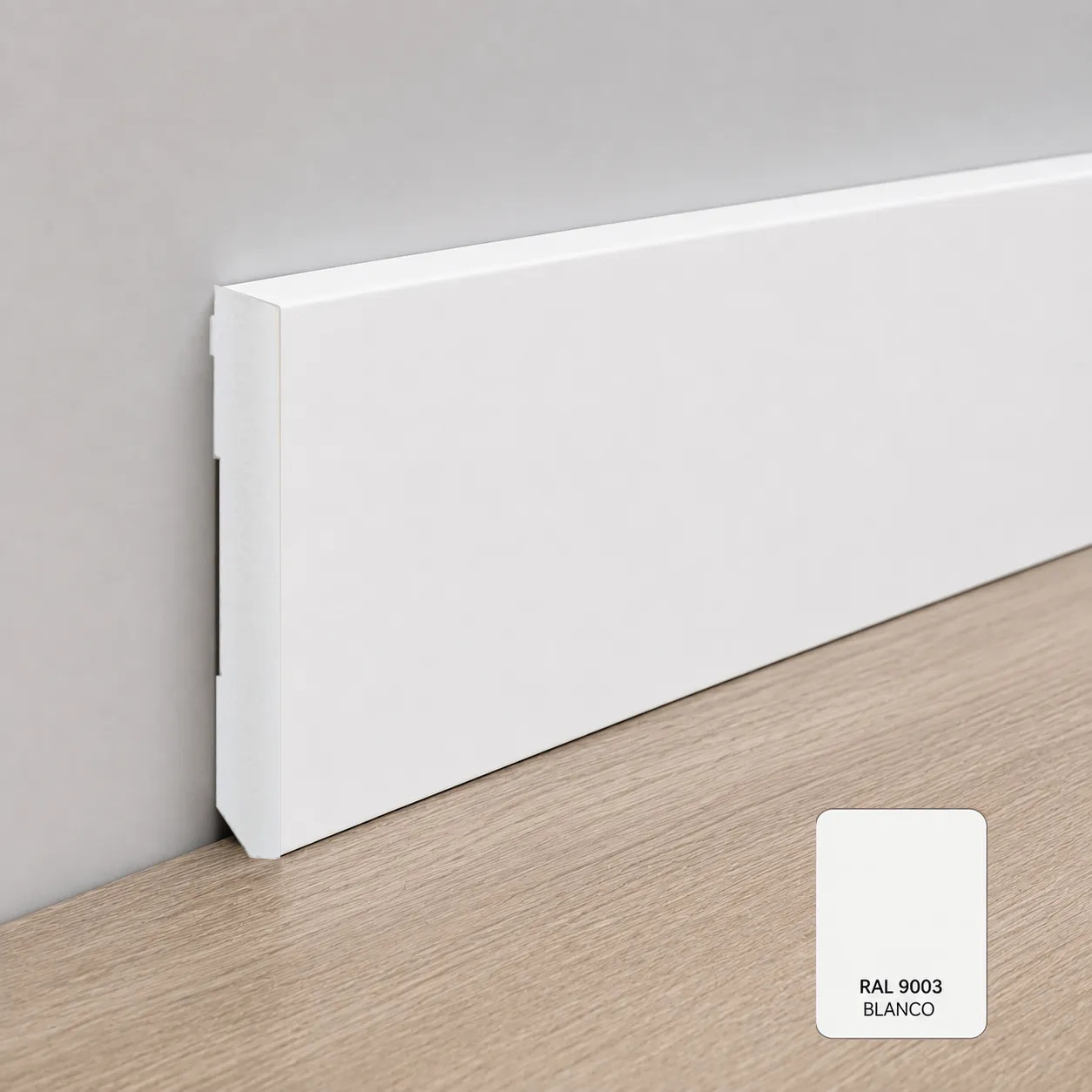 Obras accesorios  GR_Rodapie_Vendetta90 Rodapié Blanco de PVC RAL 9003 de 90x12x2200