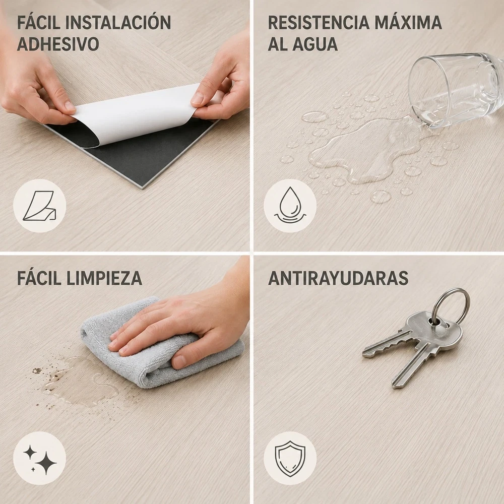 Vinílicos Heterogéneo Suelo Vinilico Autoadhesivo Roble Clásico Natural 2,5m²