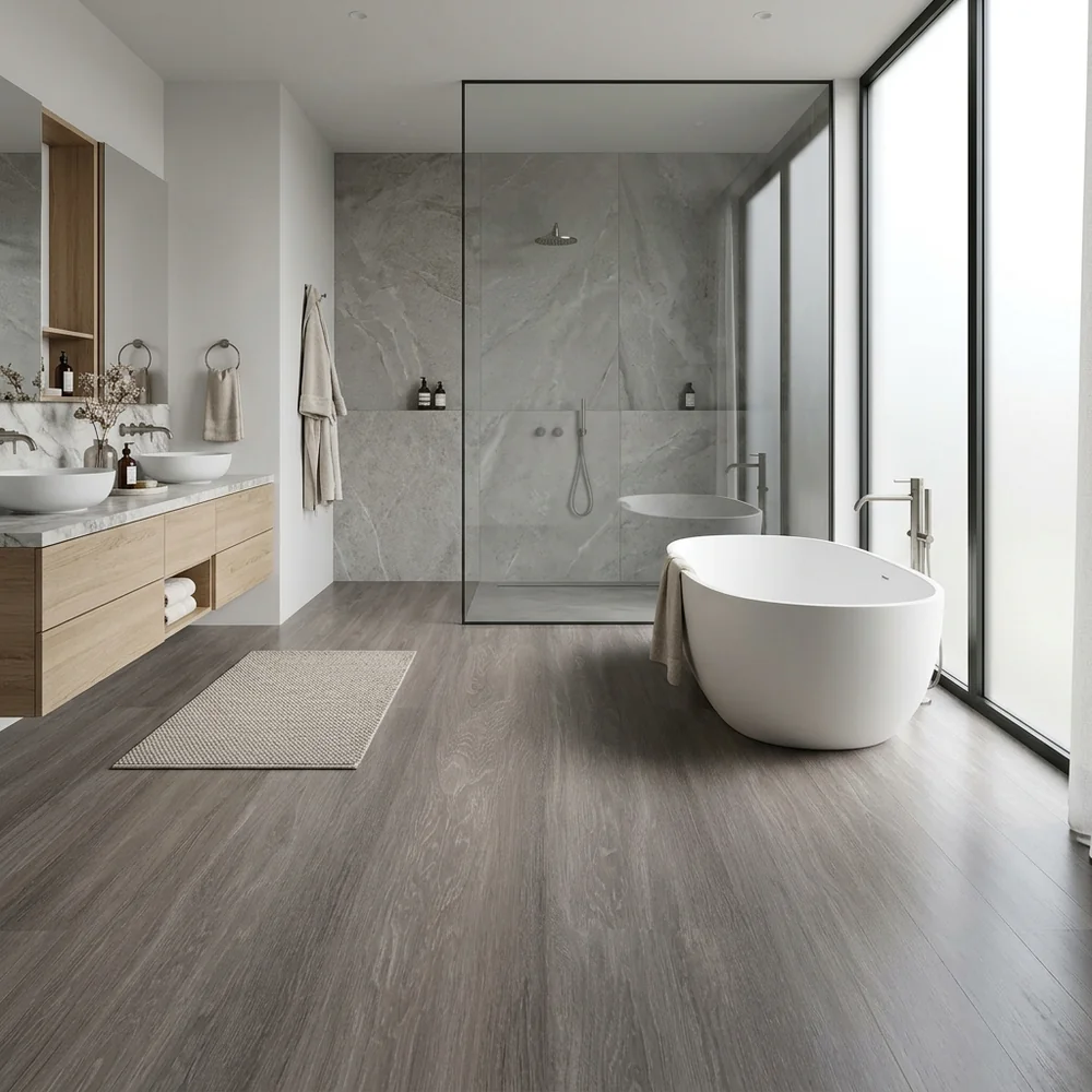 Suelo Laminado Roble Saxa 8mm AC5 | 72h Agua | Gris Oscuro
