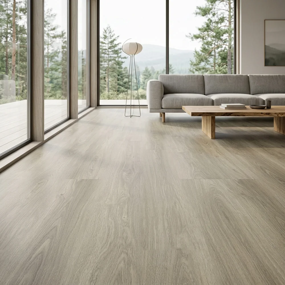 Tarimas Laminada Tarima Laminada Roble Tico 8mm AC5 Sin Bisel — Beige Gris Resistente al Agua
