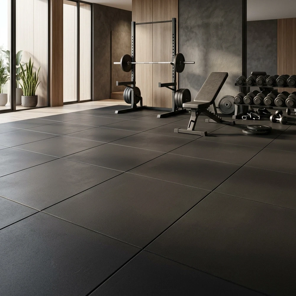 Caucho Macizo Loseta Caucho Negro 50×50cm | 10 mm | Alta Densidad – Suelo Gimnasio | Máquinas, Hogar, Fitness