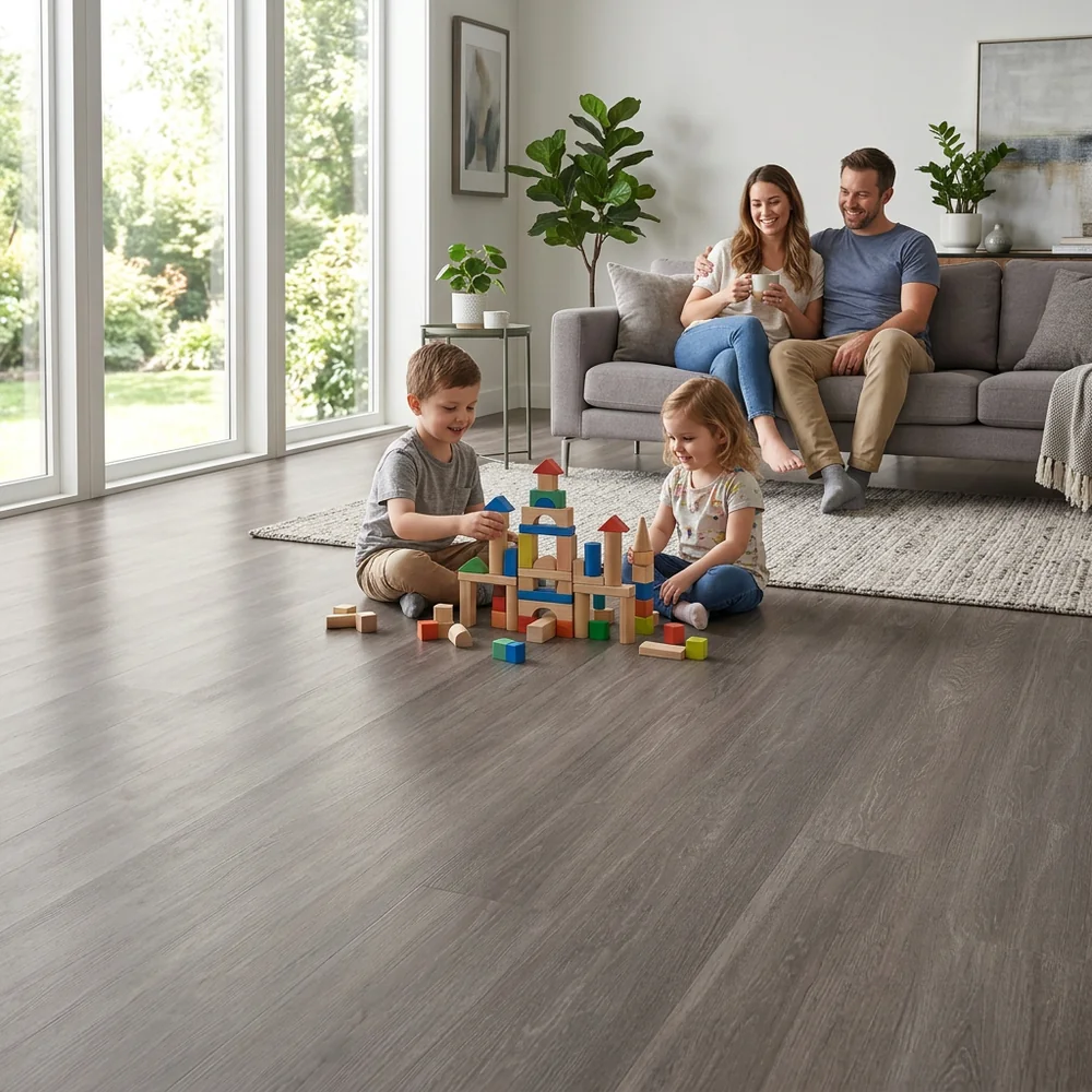 Tarimas Laminada Suelo Laminado Roble Saxa 8mm AC5 | 72h Agua | Gris Oscuro