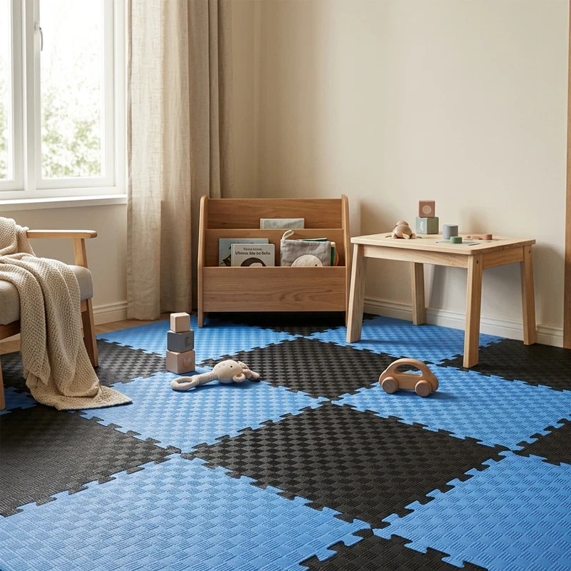 Tatami Puzzle Etileno Acetato de Vinílo de Alta Densidad Tatami Azul Negro |1x1| 20mm