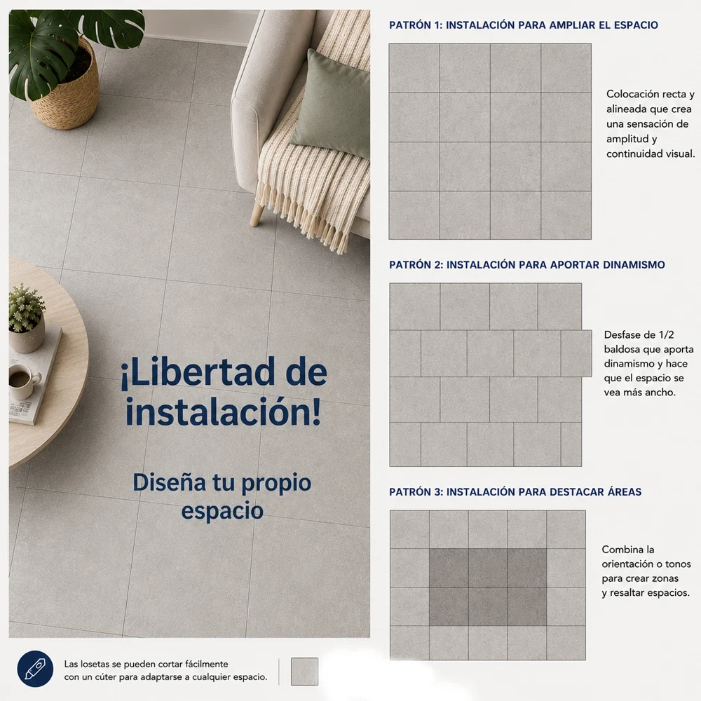 Vinílicos Heterogéneo Suelo Vinílico Adhesivo | Loseta Gris Piedra 2,5m²