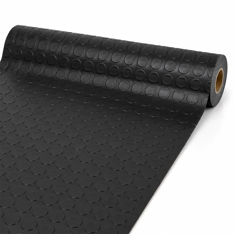 Vinílicos Heterogéneo Suelo de Vinilo en Rollo Círculos Negro Bobina 25m²