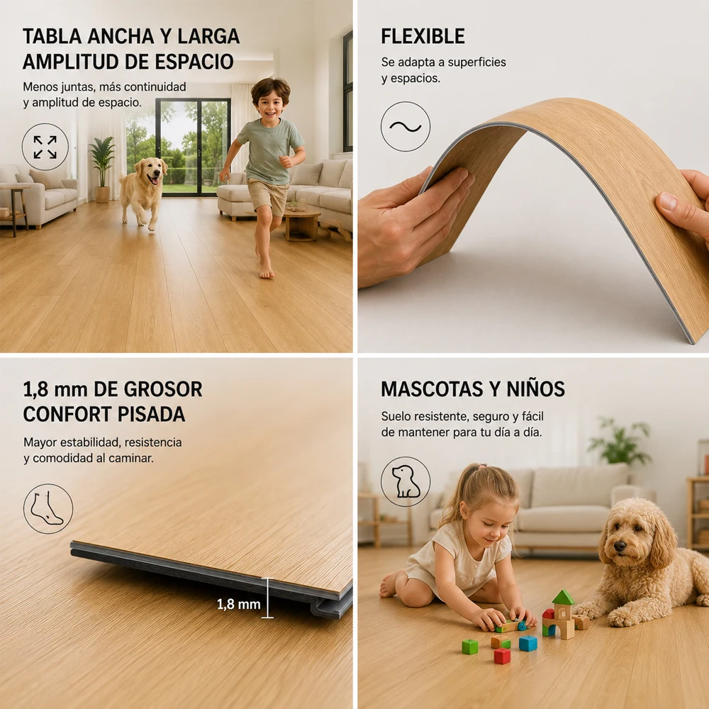 Vinílicos Heterogéneo Suelo de Vinílico Autoadhesivo PVC Roble Clásico Dorado 5m²