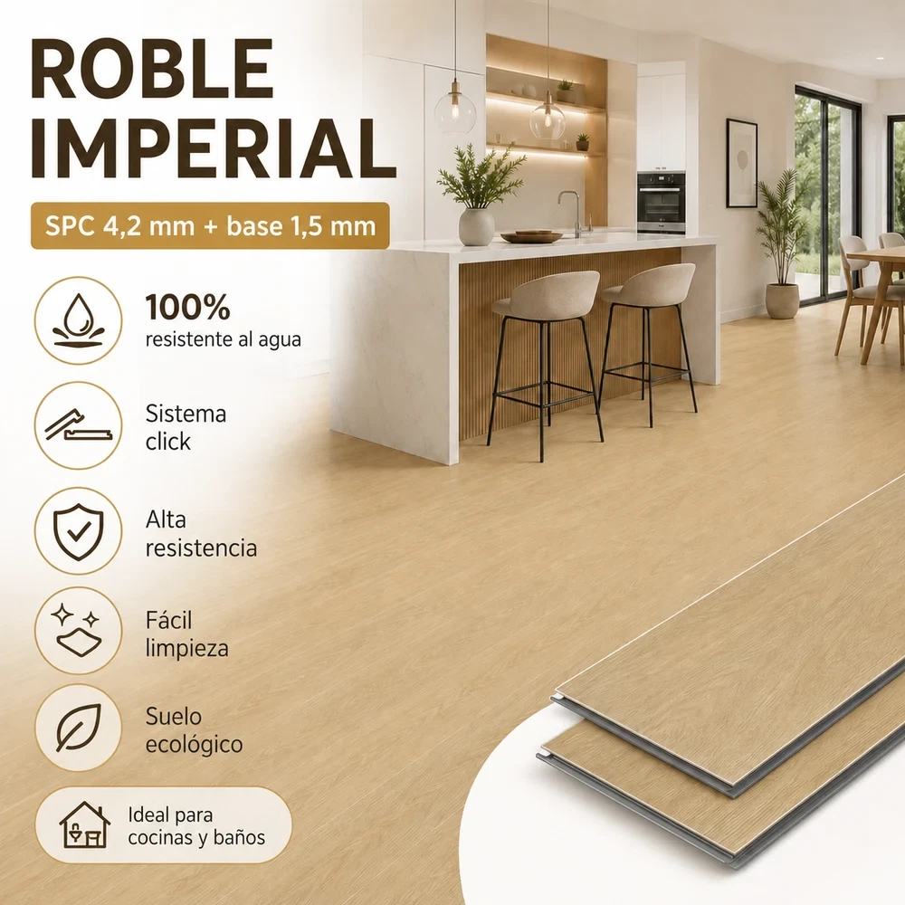 Vinílicos Tarima vinílica Suelo SPC Roble Imperial | Tarima Vinílica Click 100% Impermeable