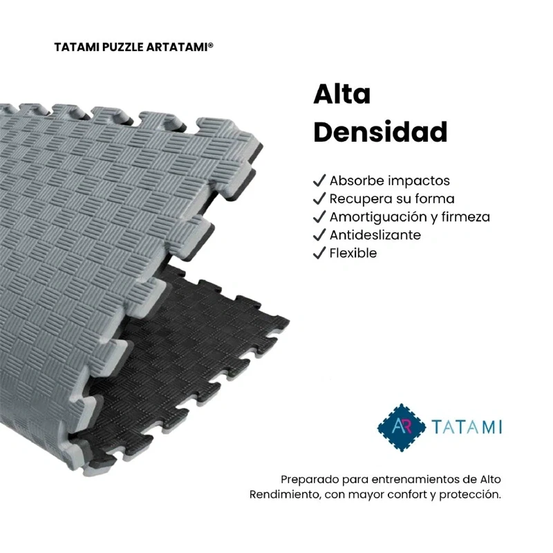 Tatami Puzzle Etileno Acetato de Vinílo de Alta Densidad Tatami Gris Negro|1x1| 25mm