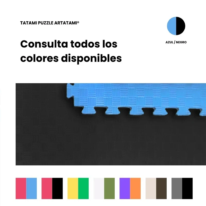 Tatami Puzzle Etileno Acetato de Vinílo de Alta Densidad Tatami Azul Negro |1x1| 20mm