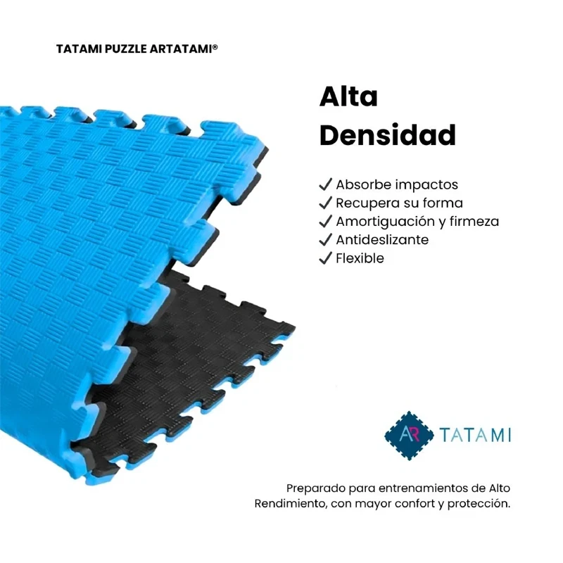 Tatami Puzzle Etileno Acetato de Vinílo de Alta Densidad Tatami Azul Negro|1x1| 25mm