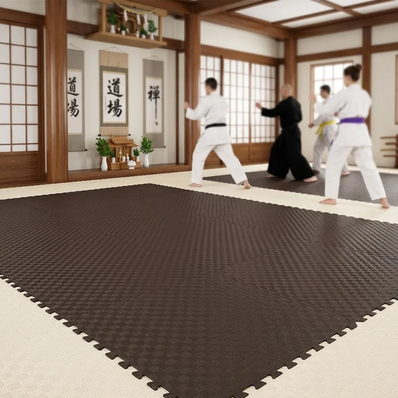 Tatami Puzzle Etileno Acetato de Vinílo de Alta Densidad Tatami Marrón Beige |1x1| 40mm