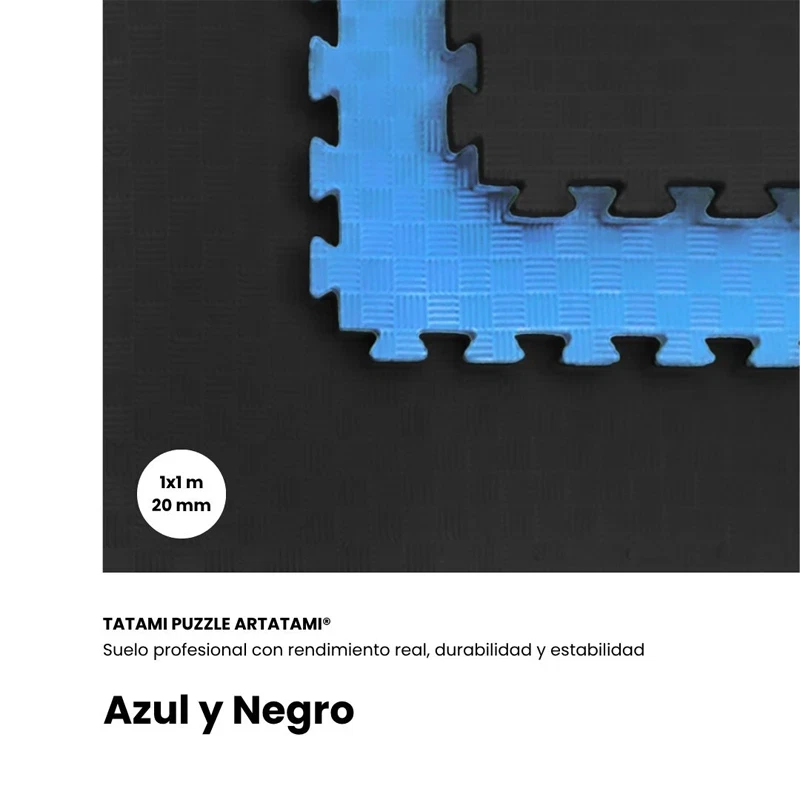 Tatami Puzzle Etileno Acetato de Vinílo de Alta Densidad Tatami Azul Negro |1x1| 20mm