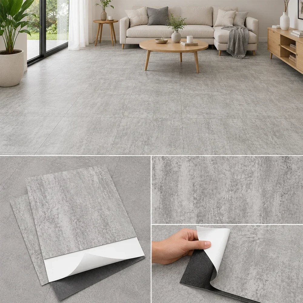 Vinílicos Heterogéneo Suelo Vinílico Adhesivo | Loseta Gris Piedra 2,5m²