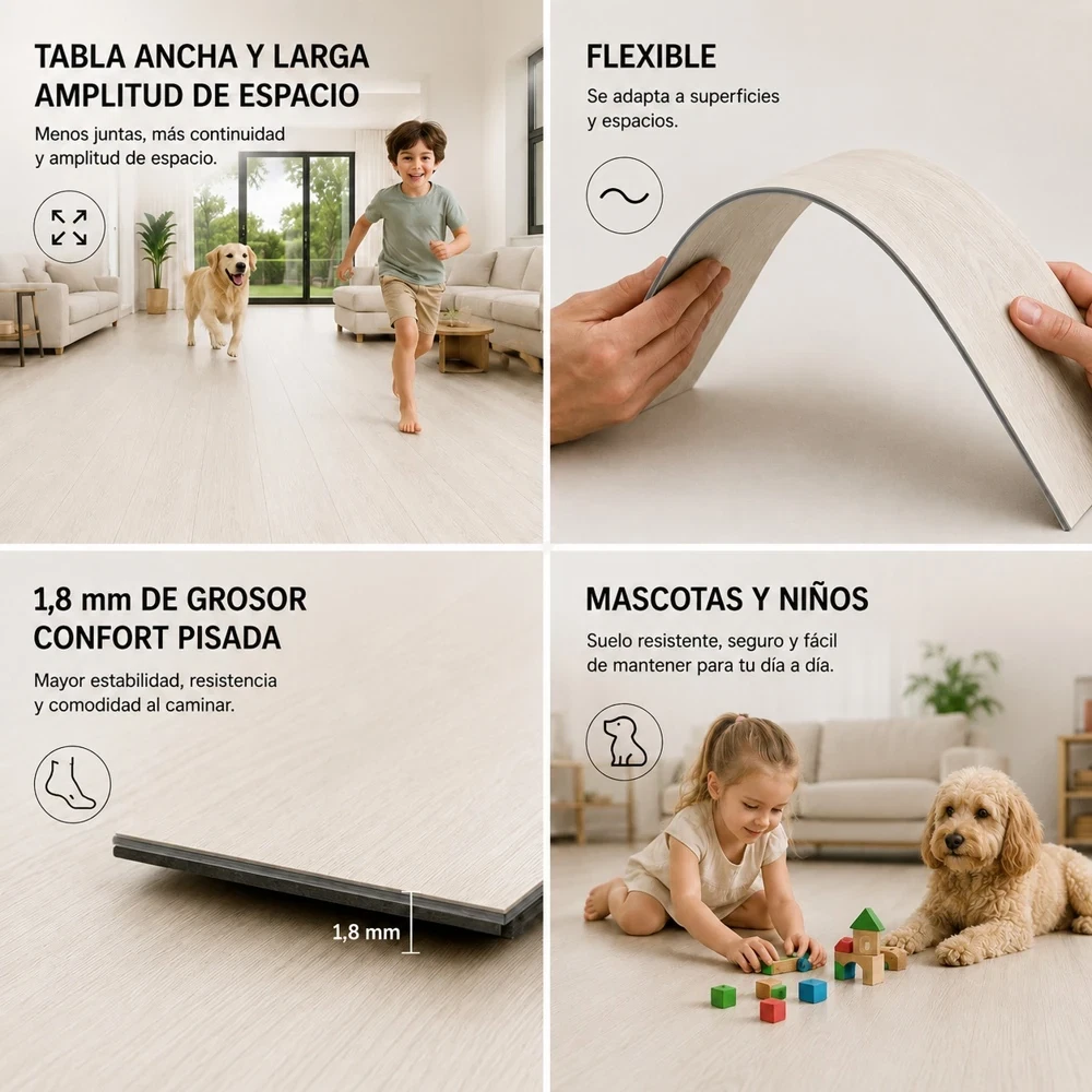 Vinílicos Heterogéneo Suelo Vinilico Autoadhesivo Roble Clásico Natural 2,5m²