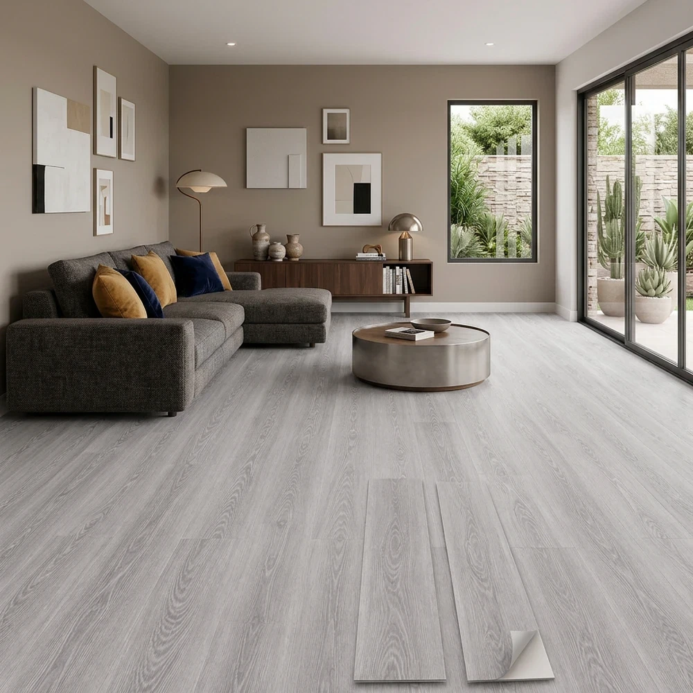 Vinílicos Heterogéneo Suelo de Vinílico Autoadhesivo PVC Roble Gris 2,5m²