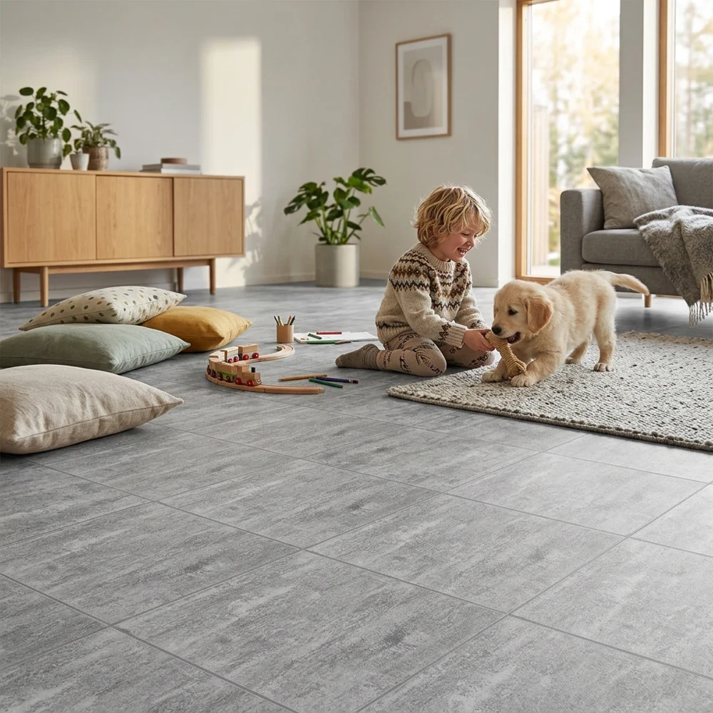 Vinílicos Heterogéneo Suelo Vinílico Adhesivo | Loseta Gris Piedra 2,5m²