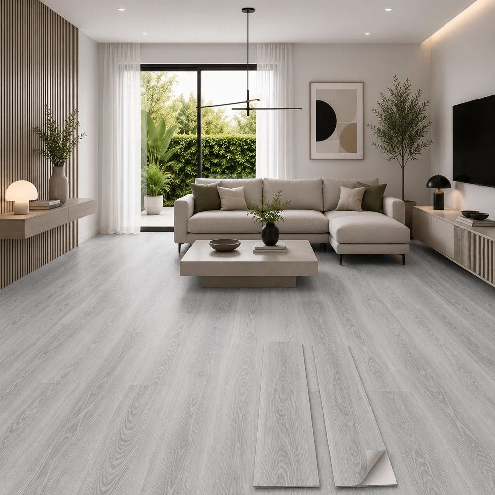 Vinílicos Heterogéneo Suelo de Vinílico Autoadhesivo PVC Roble Gris 2,5m²