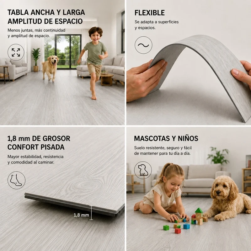 Vinílicos Heterogéneo Suelo de Vinílico Autoadhesivo PVC Roble Gris 2,5m²
